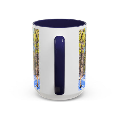 Pine Forest Snow Accent Coffee Mug – Scenic Nature Photography 11/15oz