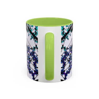 Blue Botanical Accent Coffee Mug — Teal Floral Abstract 11/15oz