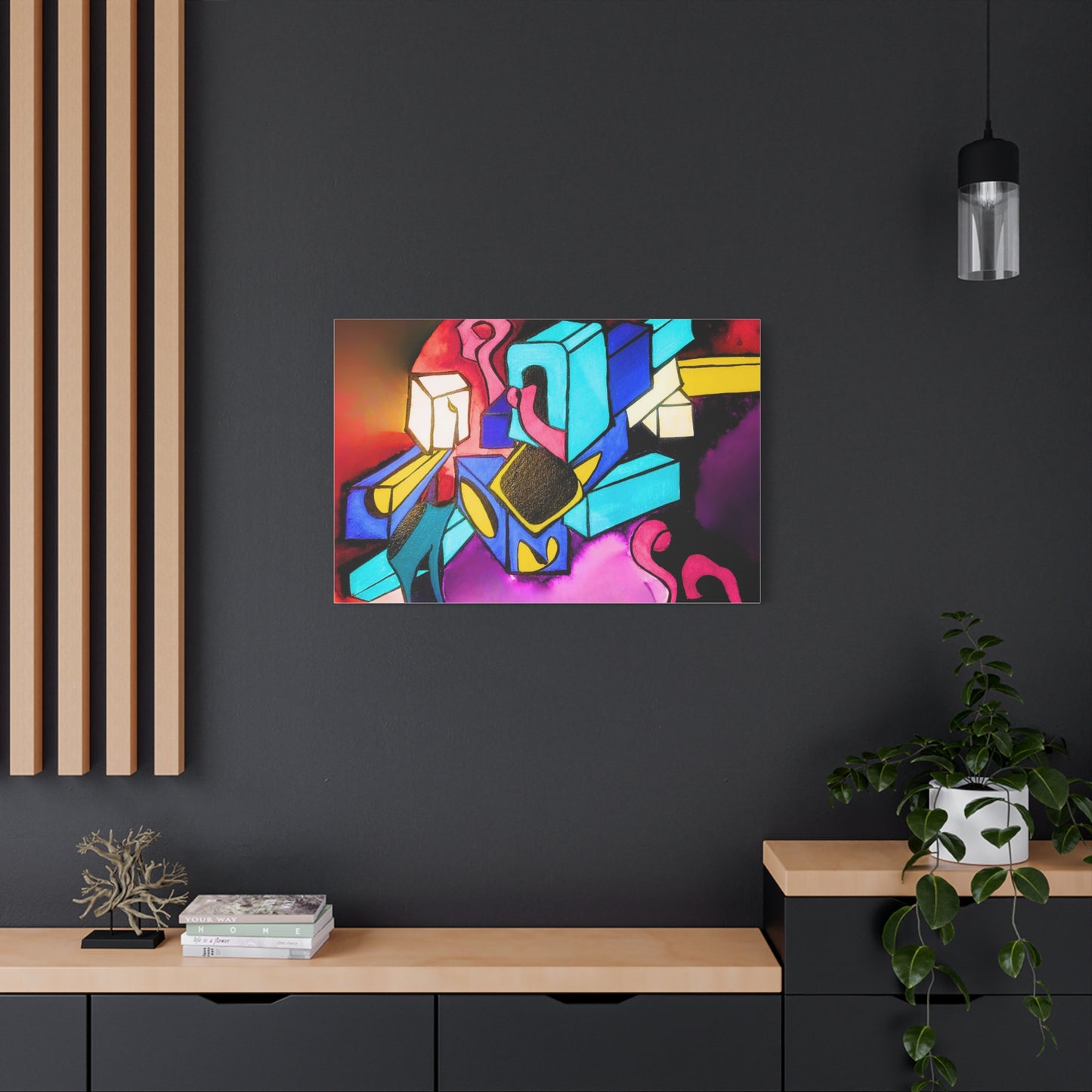Abstract Neon Geometric Canvas Print