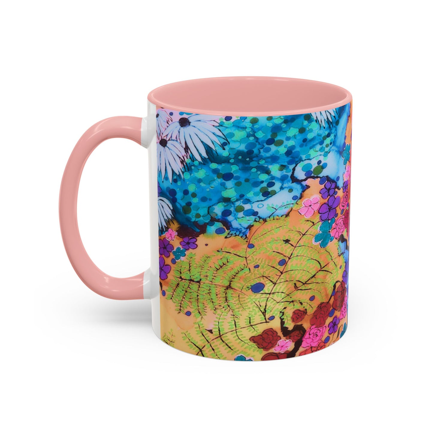 Vibrant Floral Watercolor Accent Coffee Mug