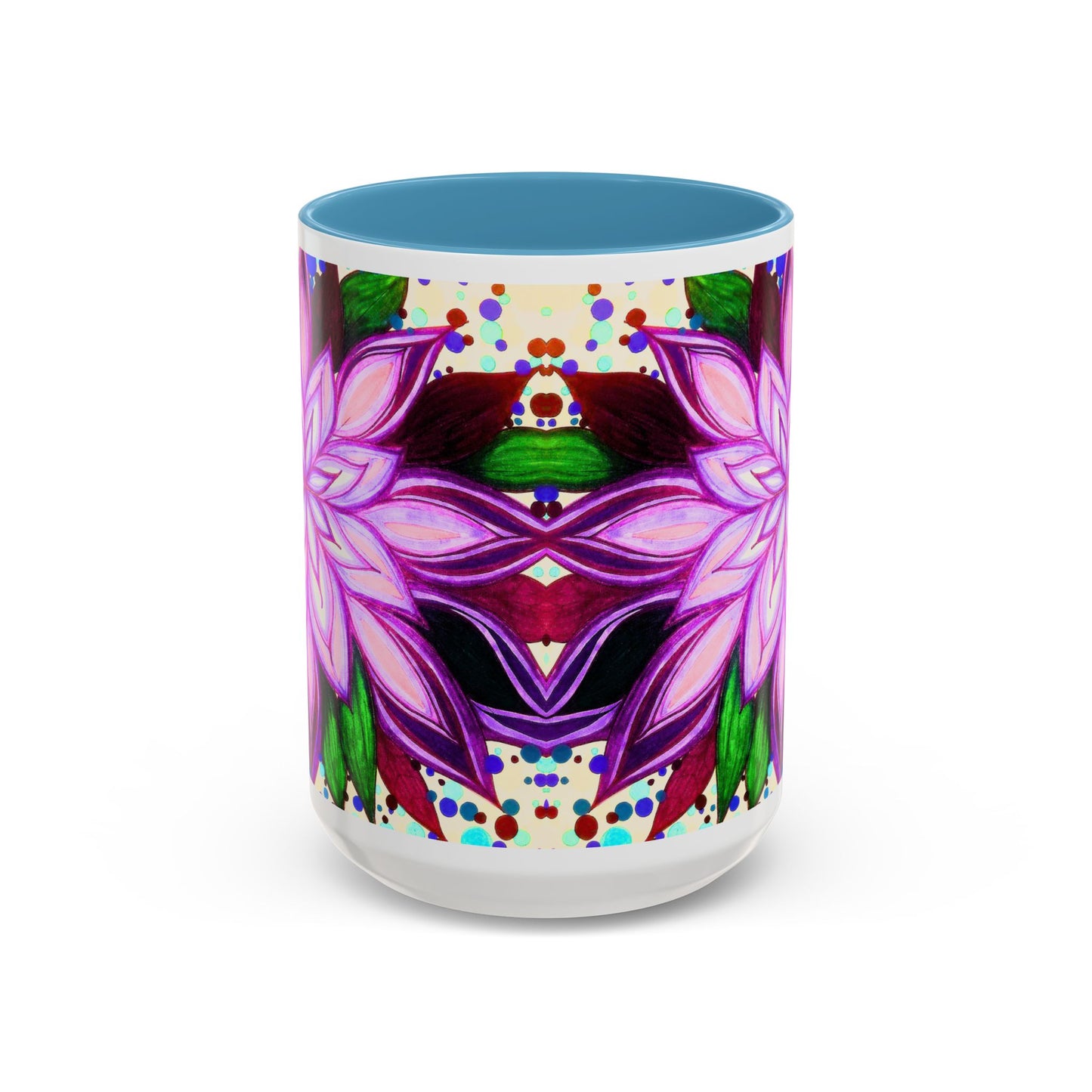 Floral Lotus Accent Coffee Mug — Purple Mandala 11/15oz