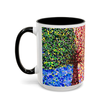 Accent Coffee Mug - Colorful Pointillist Tree Art Cup (11/15 oz)