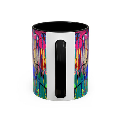 Colorful Drip Art Coffee Mug – Vibrant Abstract Floral Accent (11/15oz)