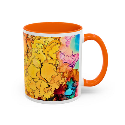 Yellow Floral Accent Coffee Mug – Bright Watercolor Peony Design (11/15oz)