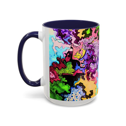 Psychedelic Abstract Accent Coffee Mug — Colorful Inkblot Art (11/15oz)