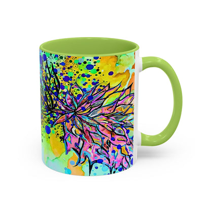Artistic Floral Coffee Mug — Colorful Watercolor Mandala Accent Mug (11/15oz)
