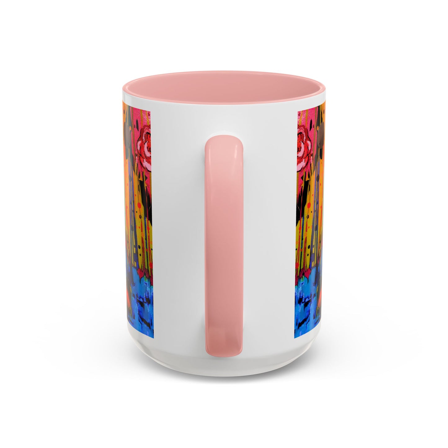 Vibrant Drip Floral Accent Coffee Mug — Colorful Abstract Roses (11/15 oz)