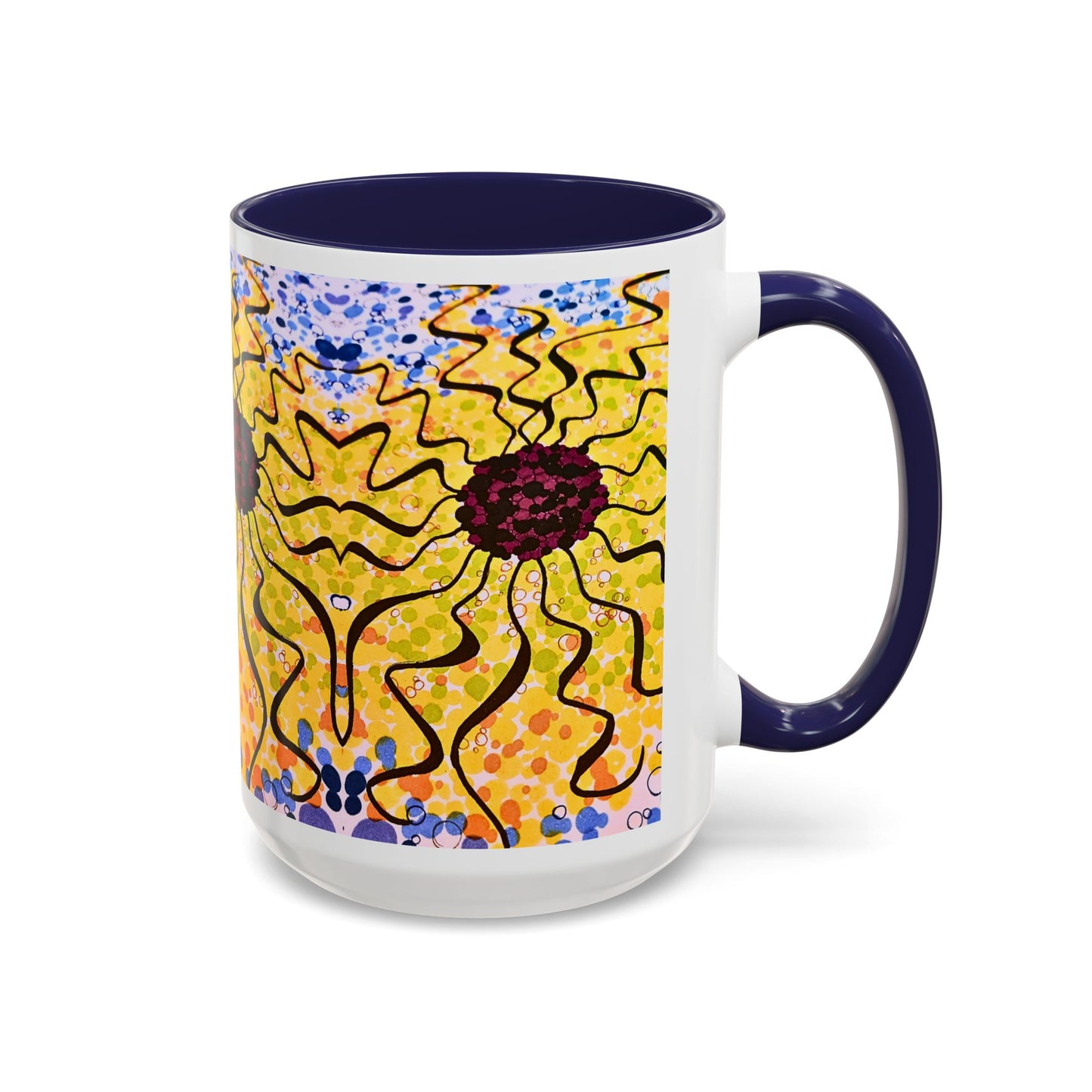 Sunburst Floral Accent Coffee Mug