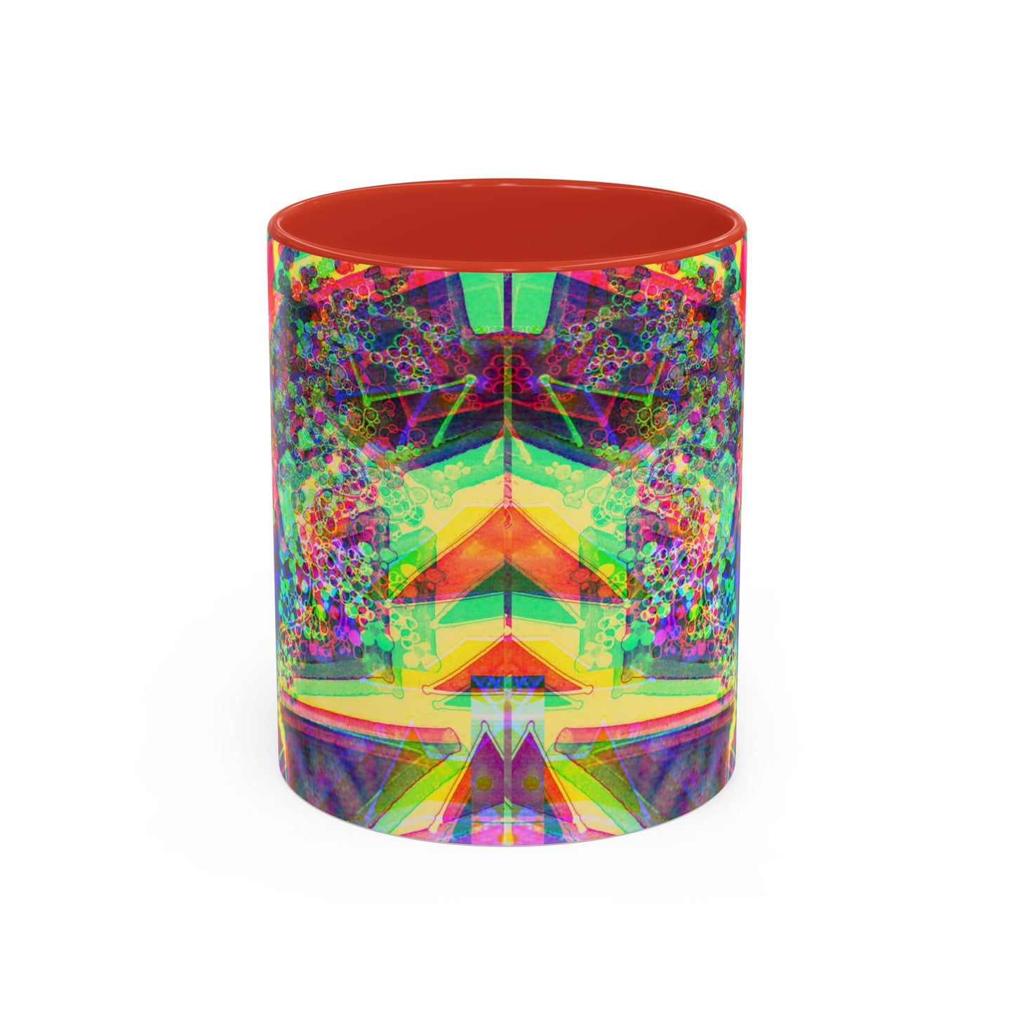 Psychedelic Geometric Accent Coffee Mug — Vibrant Neon Art Design (11/15oz)