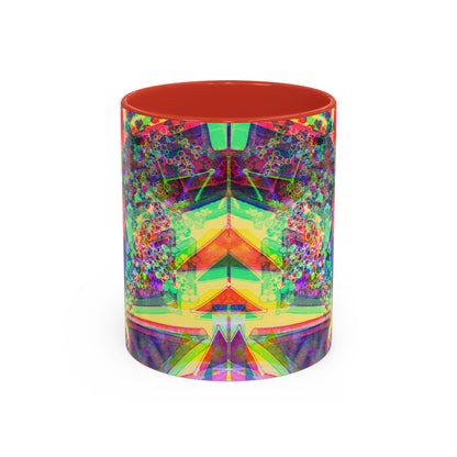Psychedelic Geometric Accent Coffee Mug — Vibrant Neon Art Design (11/15oz)