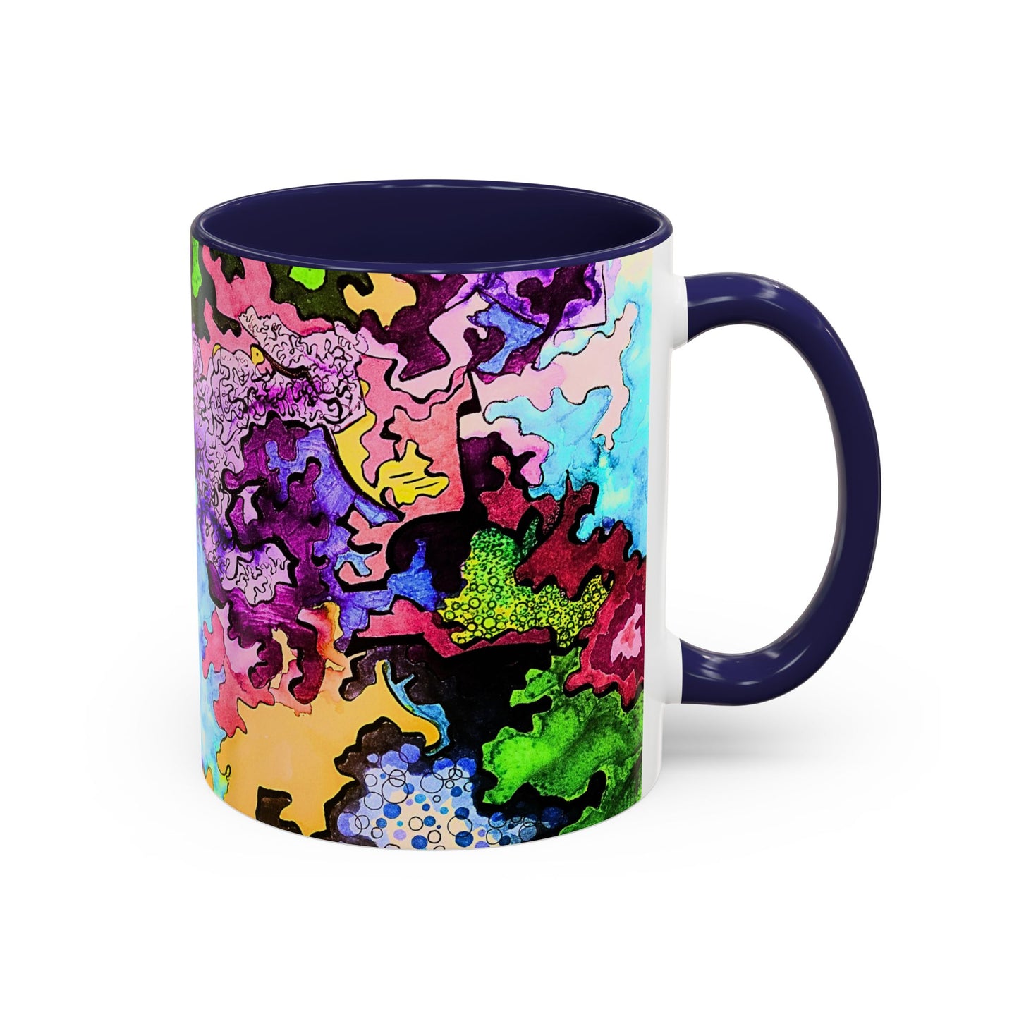 Psychedelic Abstract Accent Coffee Mug — Colorful Inkblot Art (11/15oz)