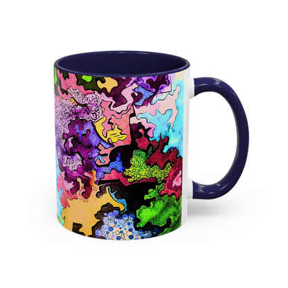 Psychedelic Abstract Accent Coffee Mug — Colorful Inkblot Art (11/15oz)