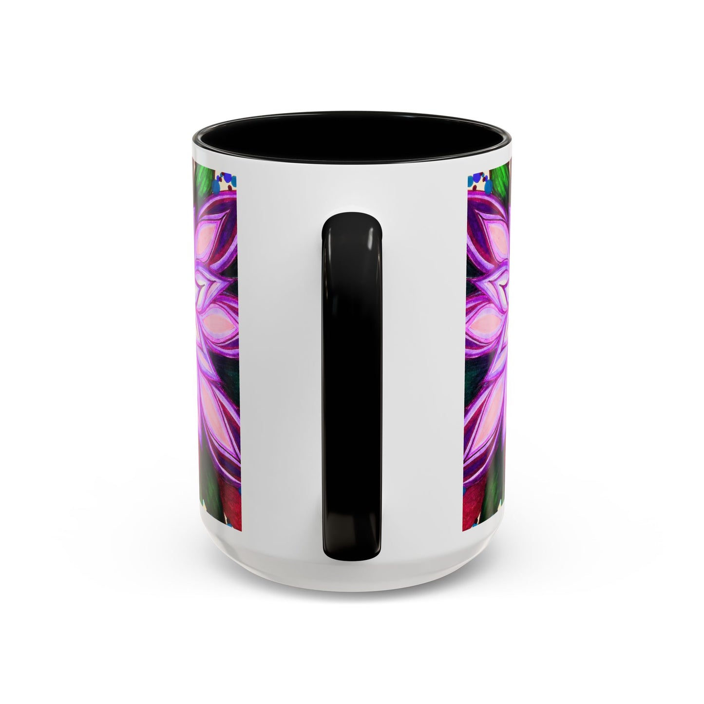 Floral Lotus Accent Coffee Mug — Purple Mandala 11/15oz
