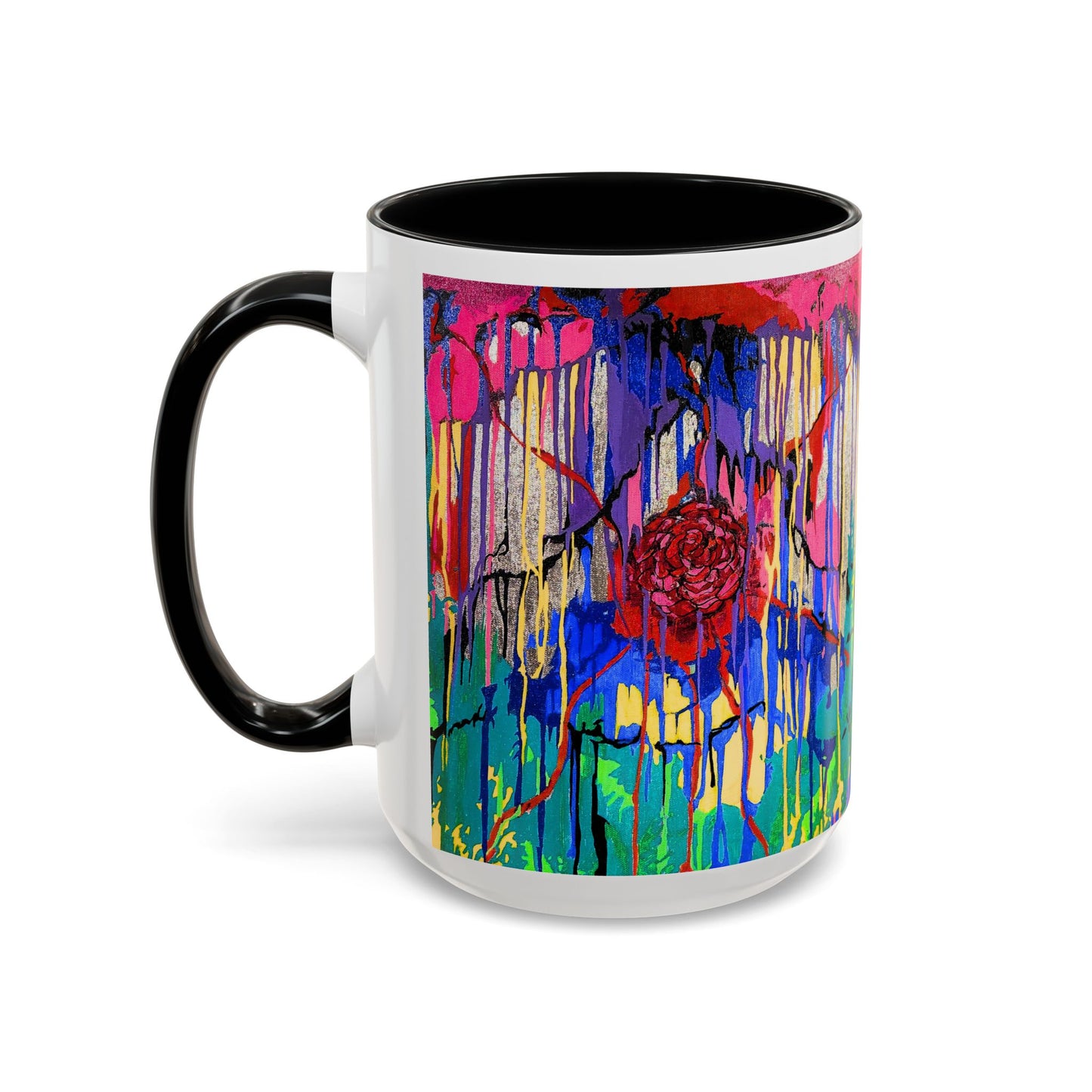 Colorful Drip Art Coffee Mug – Vibrant Abstract Floral Accent (11/15oz)