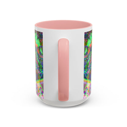 Psychedelic Geometric Accent Coffee Mug — Vibrant Neon Art Design (11/15oz)