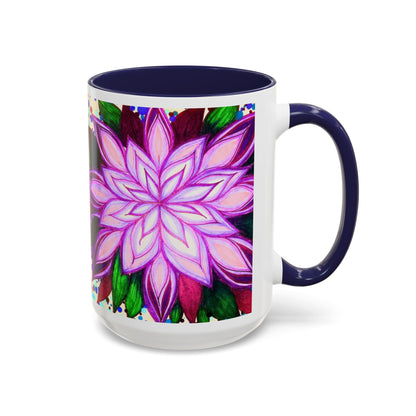 Floral Lotus Accent Coffee Mug — Purple Mandala 11/15oz