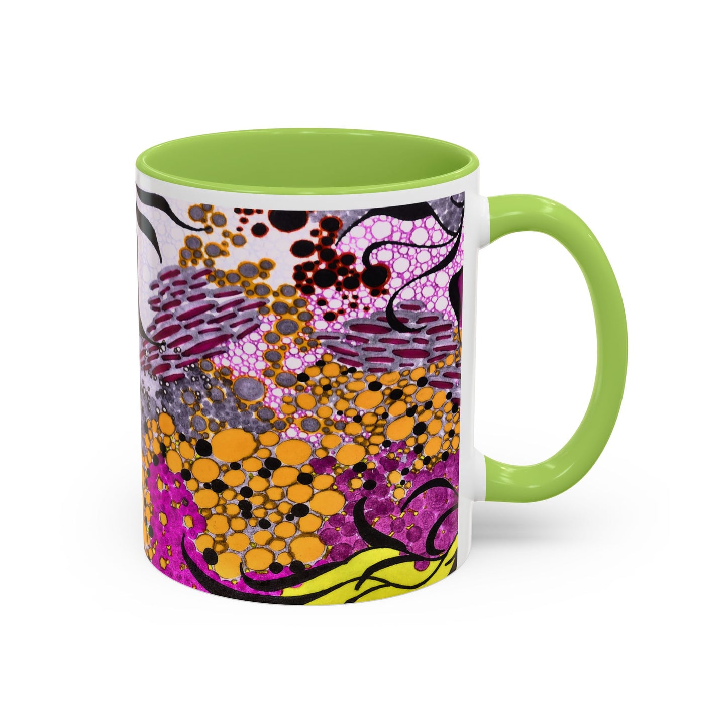 Accent Coffee Mug — Vibrant Abstract Floral Pattern (11/15oz)