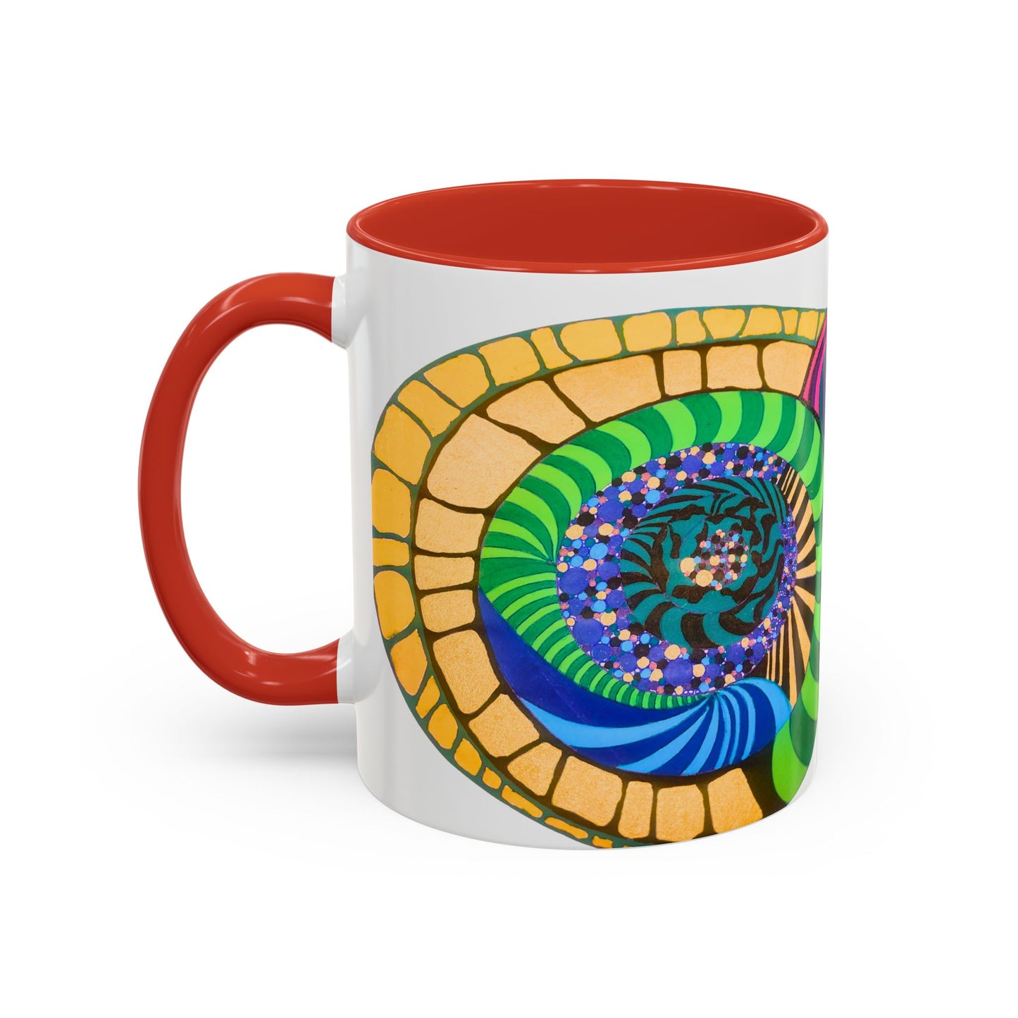 Psychedelic Spiral Accent Coffee Mug – Colorful Abstract Art 11/15oz