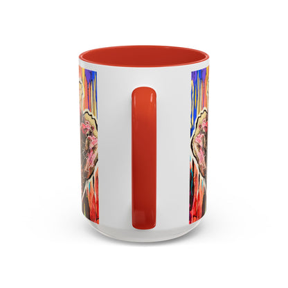 Abstract Floral Accent Coffee Mug — Vibrant Rose Art Ceramic Mug (11/15 oz)