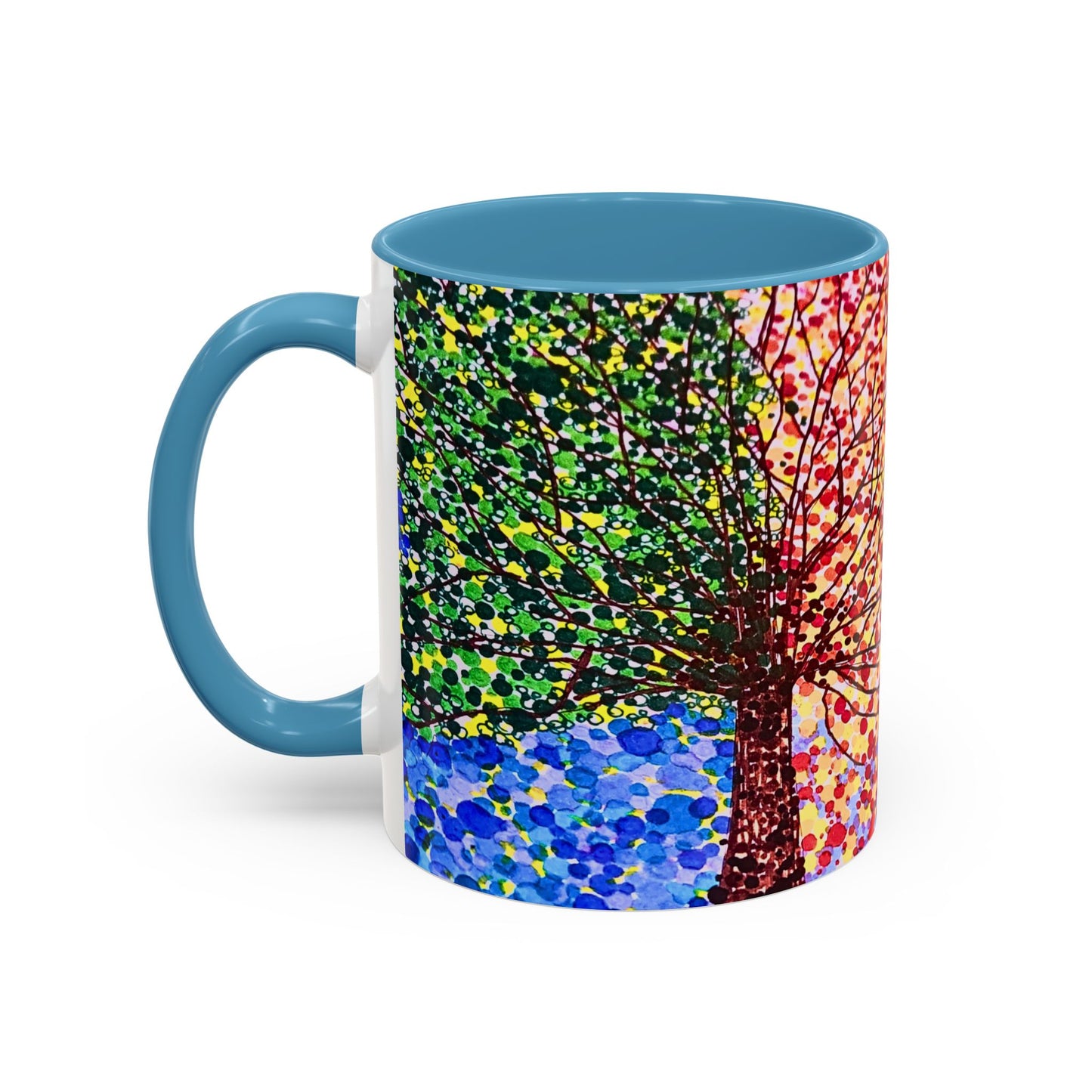 Accent Coffee Mug - Colorful Pointillist Tree Art Cup (11/15 oz)