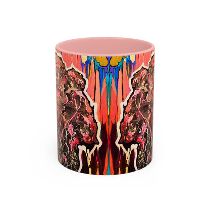 Abstract Floral Accent Coffee Mug — Vibrant Rose Art Ceramic Mug (11/15 oz)