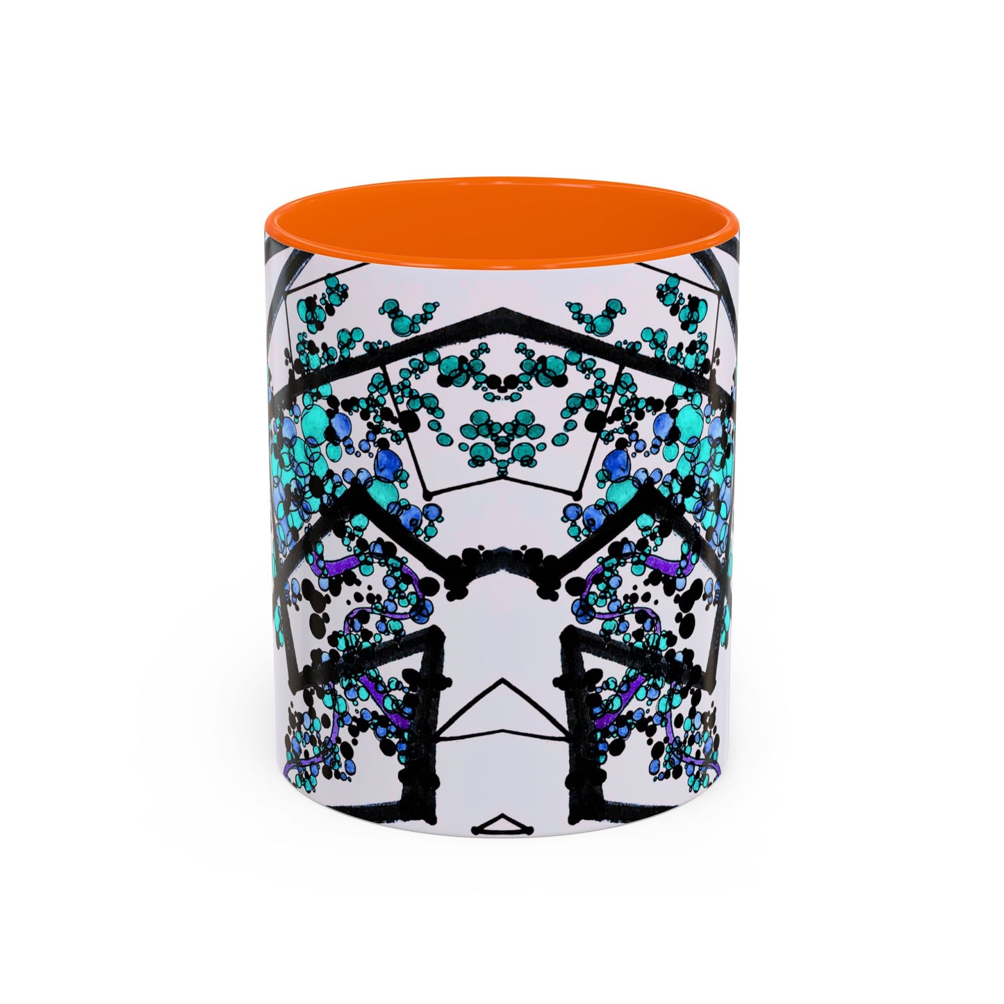 Blue Botanical Accent Coffee Mug — Teal Floral Abstract 11/15oz