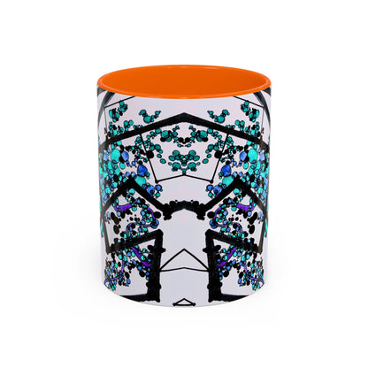 Blue Botanical Accent Coffee Mug — Teal Floral Abstract 11/15oz