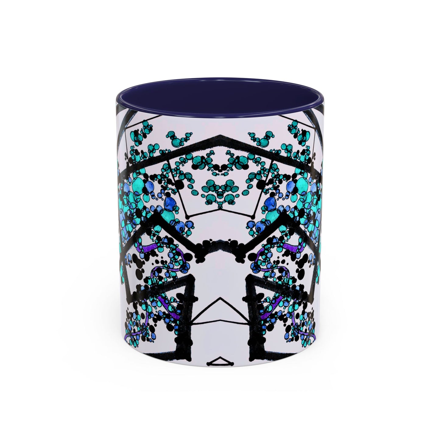 Blue Botanical Accent Coffee Mug — Teal Floral Abstract 11/15oz