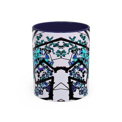 Blue Botanical Accent Coffee Mug — Teal Floral Abstract 11/15oz