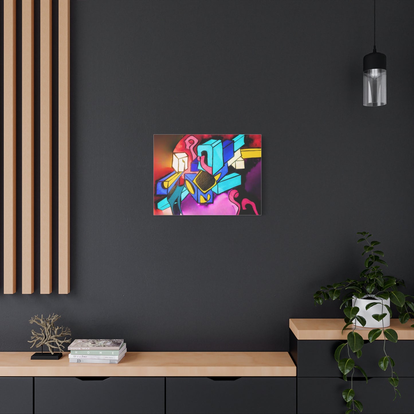 Abstract Neon Geometric Canvas Print