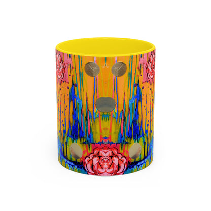 Vibrant Drip Floral Accent Coffee Mug — Colorful Abstract Roses (11/15 oz)