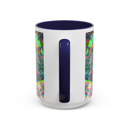 Psychedelic Geometric Accent Coffee Mug — Vibrant Neon Art Design (11/15oz)