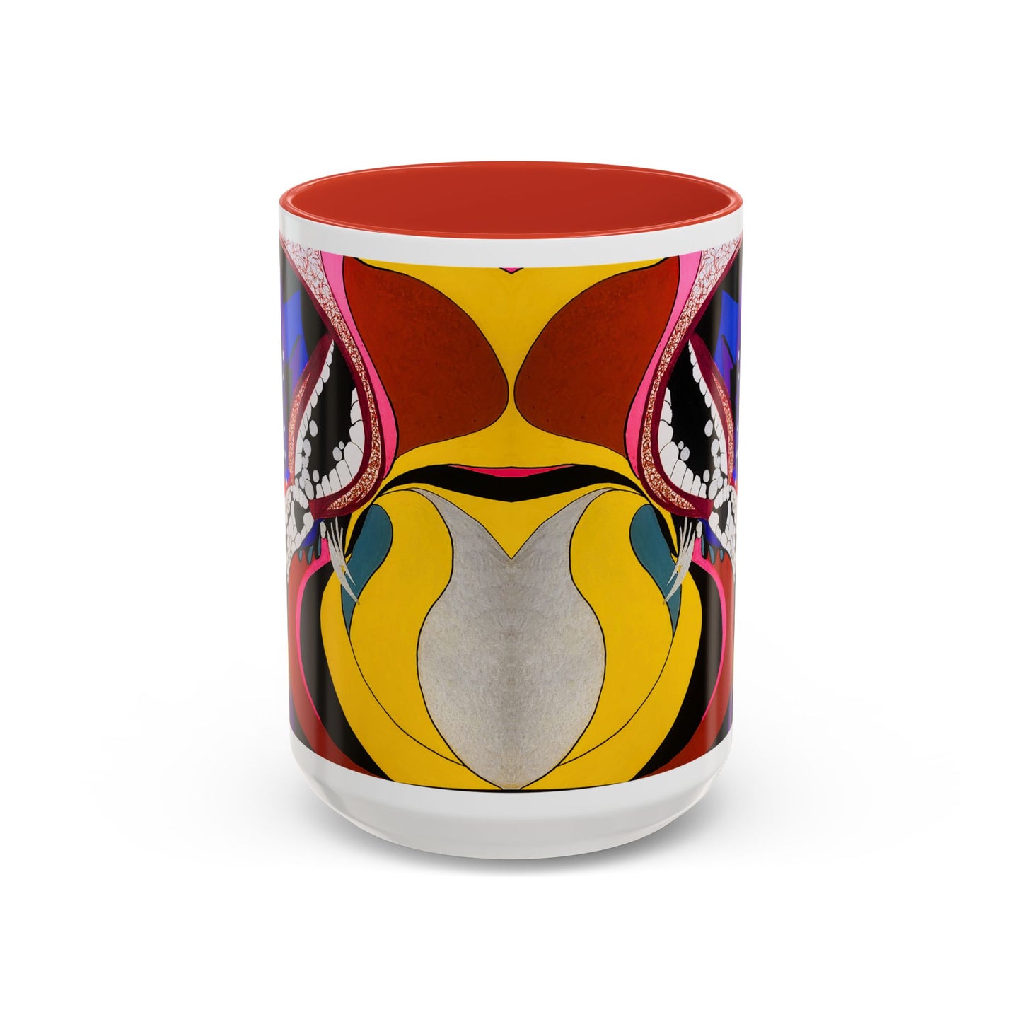 Abstract Colorful Face Accent Coffee Mug — Bold Pop Art Ceramic Gift