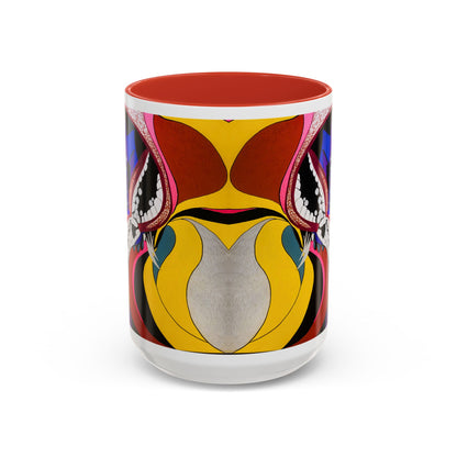 Abstract Colorful Face Accent Coffee Mug — Bold Pop Art Ceramic Gift