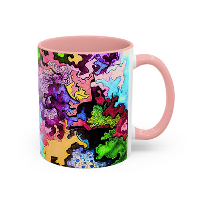 Psychedelic Abstract Accent Coffee Mug — Colorful Inkblot Art (11/15oz)