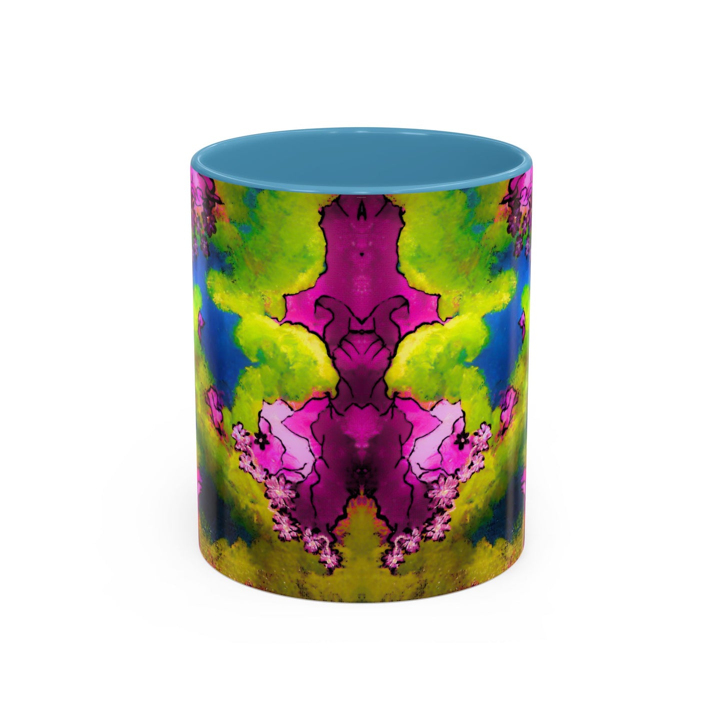 Vibrant Abstract Inkblot Accent Coffee Mug – Psychedelic Floral Color Splash (11/15oz)