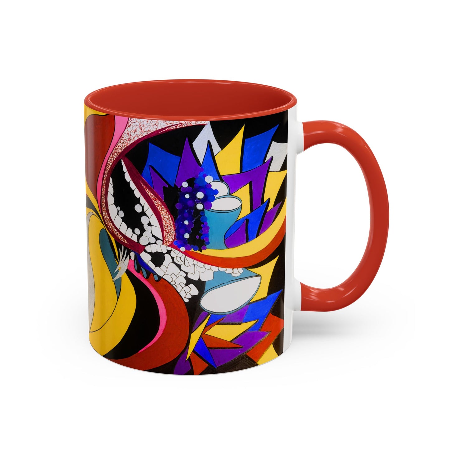 Abstract Colorful Face Accent Coffee Mug — Bold Pop Art Ceramic Gift