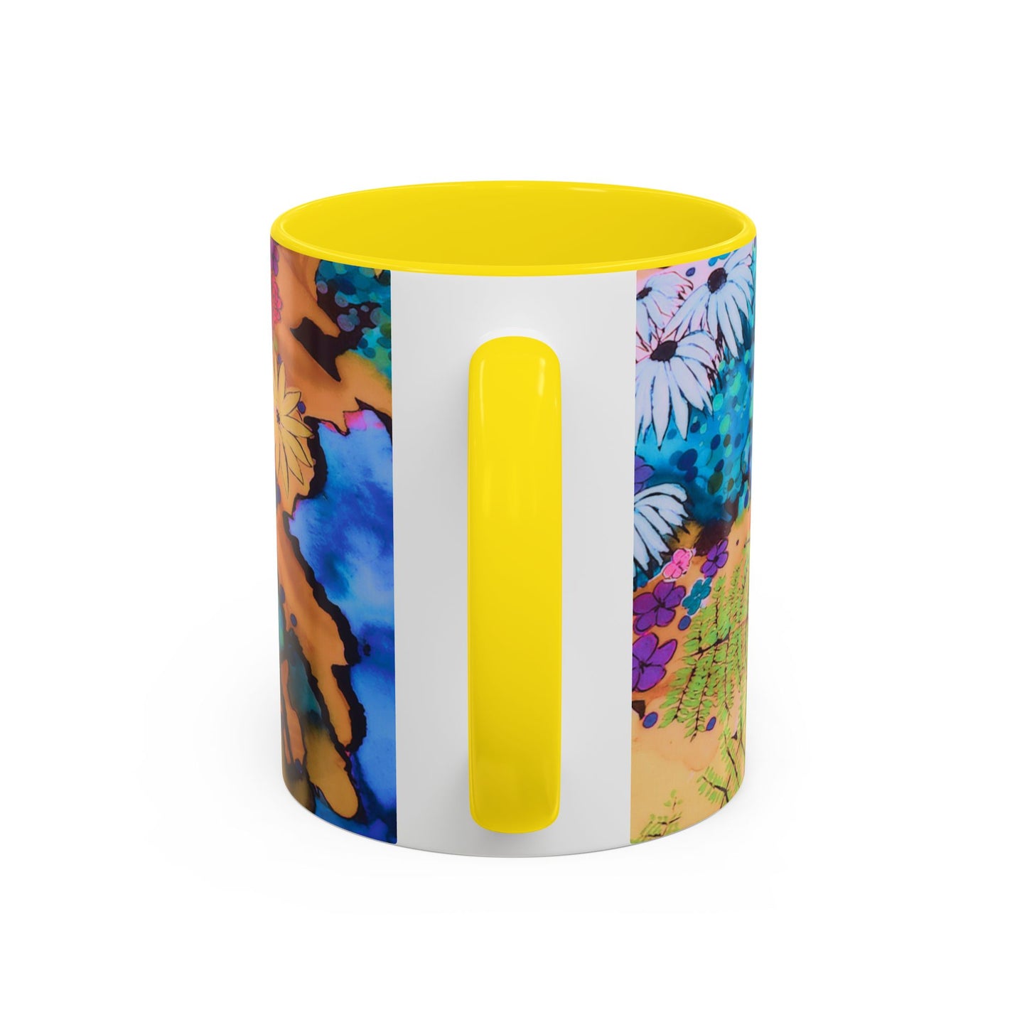 Vibrant Floral Watercolor Accent Coffee Mug