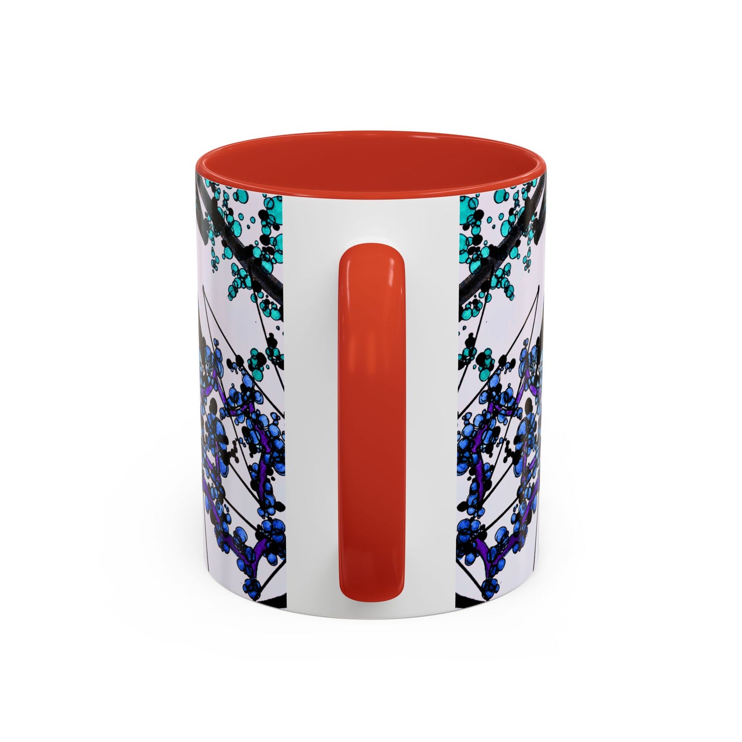 Blue Botanical Accent Coffee Mug — Teal Floral Abstract 11/15oz