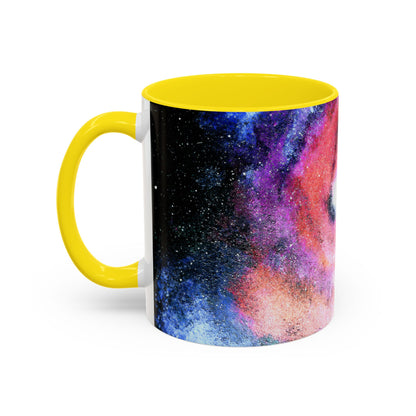 Galaxy Swirl Accent Coffee Mug — Pink Purple Nebula Art (11/15 oz)