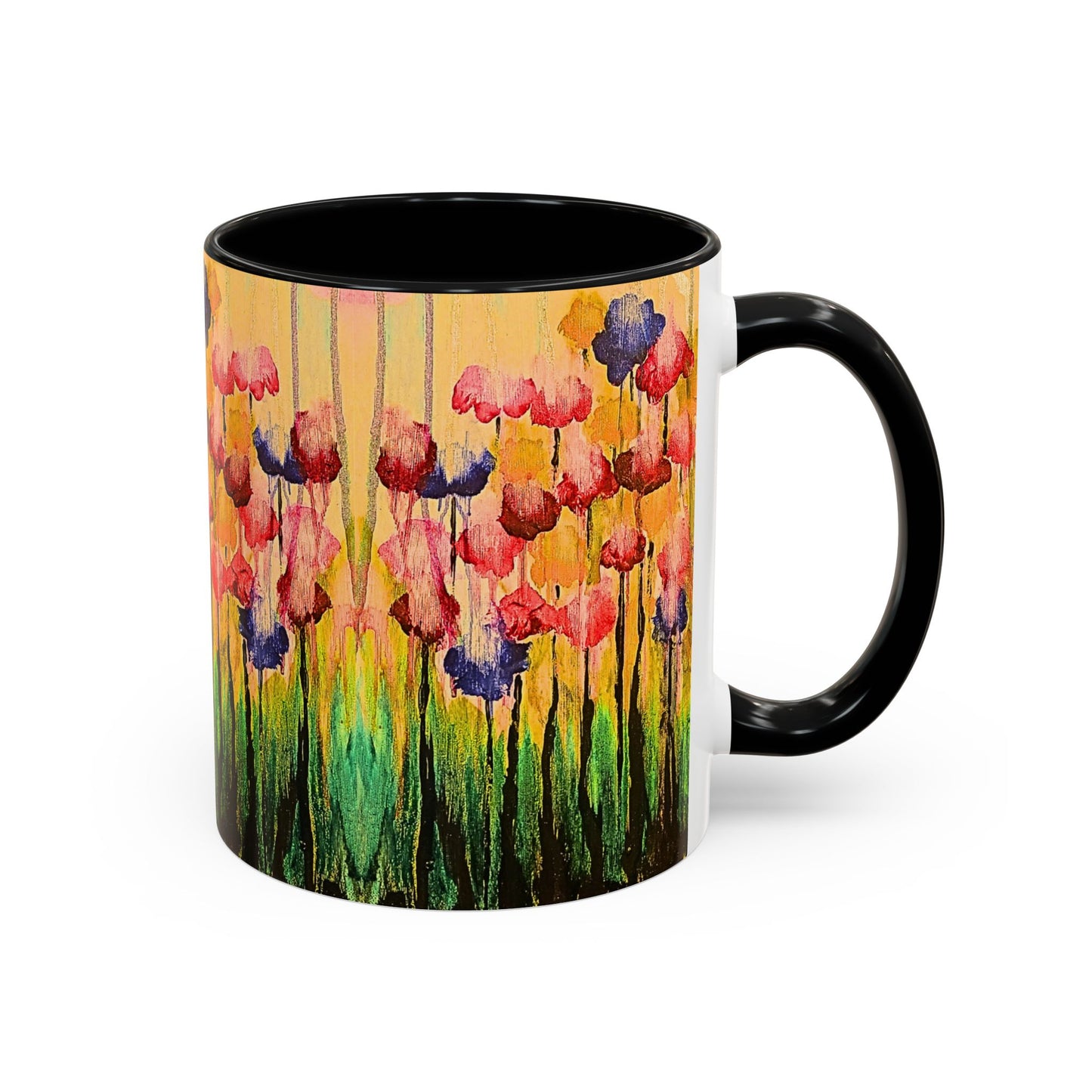 Floral Watercolor Accent Coffee Mug — Colorful Spring Poppy Art (11/15 oz)