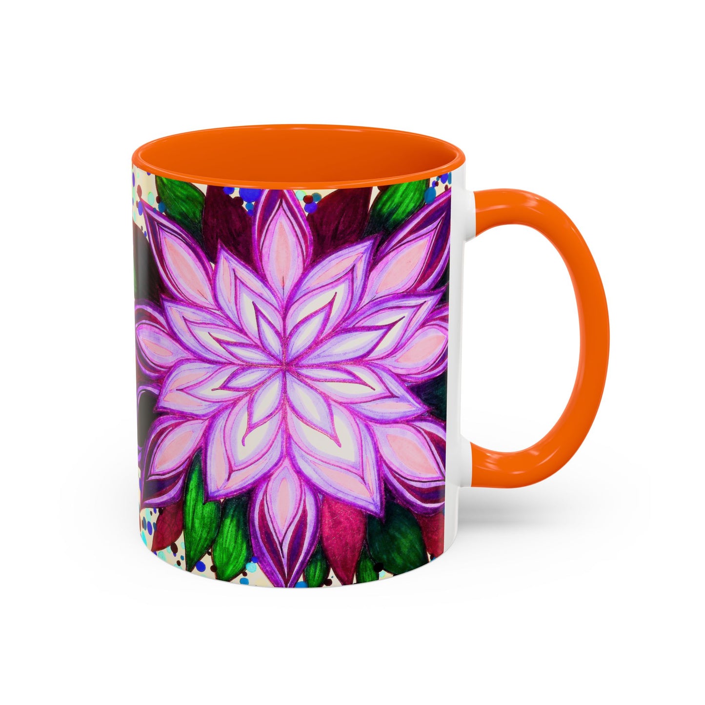Floral Lotus Accent Coffee Mug — Purple Mandala 11/15oz