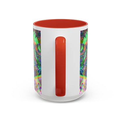 Psychedelic Geometric Accent Coffee Mug — Vibrant Neon Art Design (11/15oz)