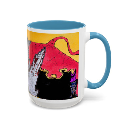 Abstract Mountain Dragon Coffee Mug — Colorful Accent Ceramic Mug (11/15oz)