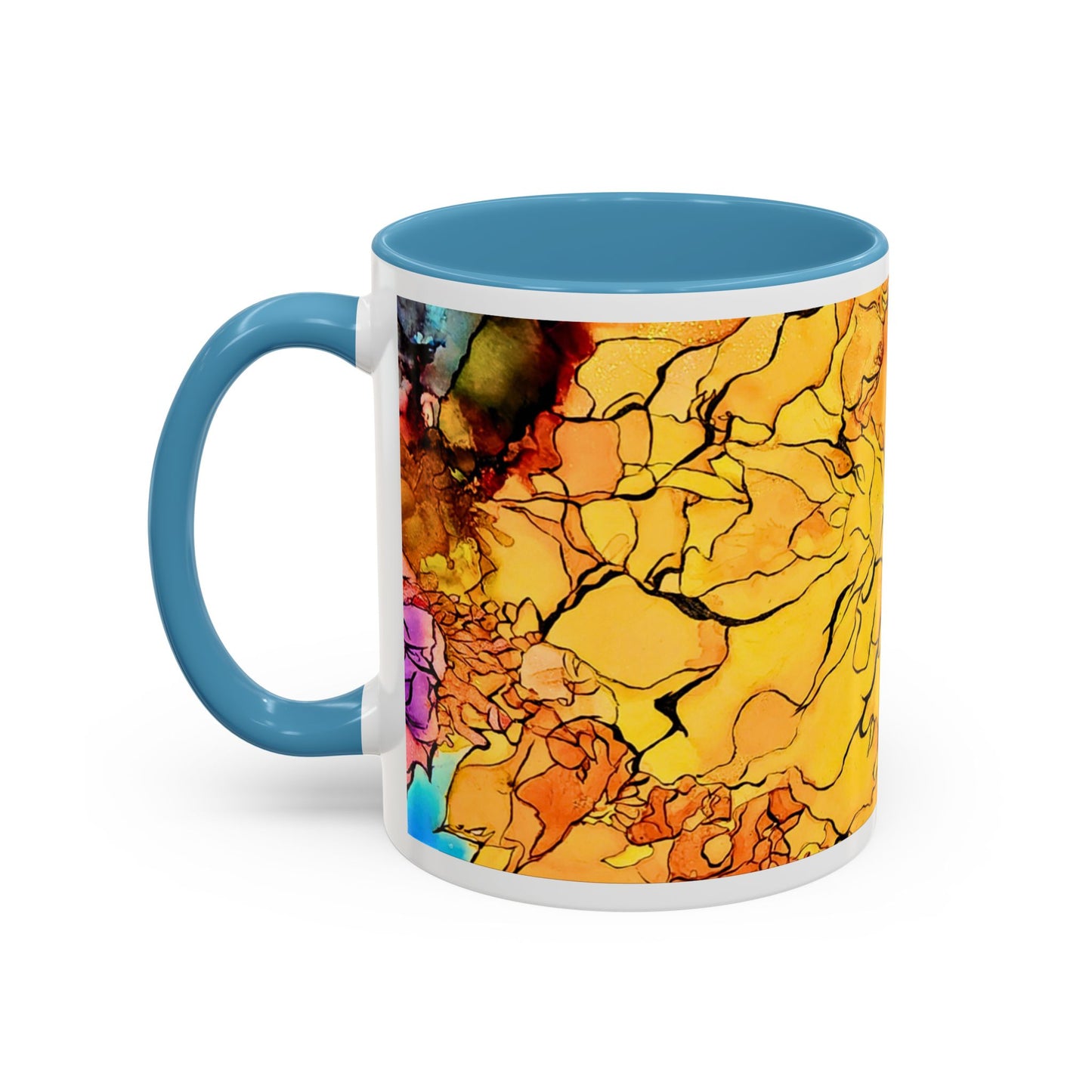 Yellow Floral Accent Coffee Mug – Bright Watercolor Peony Design (11/15oz)