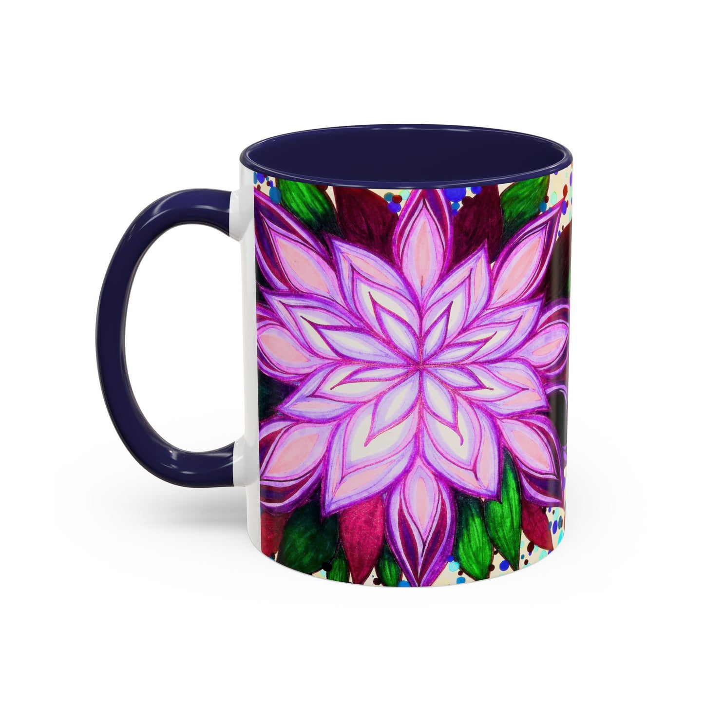 Floral Lotus Accent Coffee Mug — Purple Mandala 11/15oz