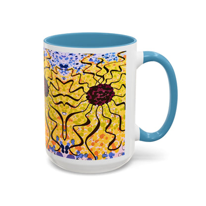 Sunburst Floral Accent Coffee Mug