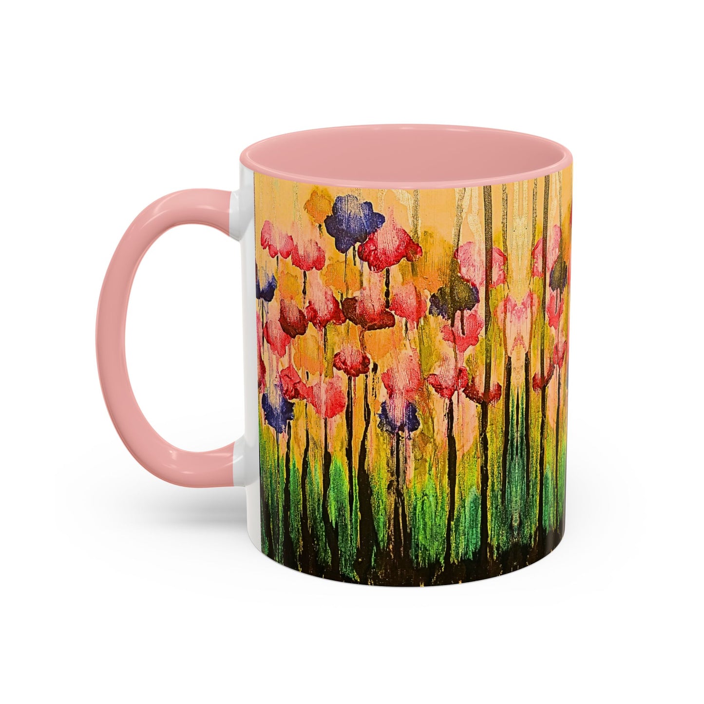 Floral Watercolor Accent Coffee Mug — Colorful Spring Poppy Art (11/15 oz)