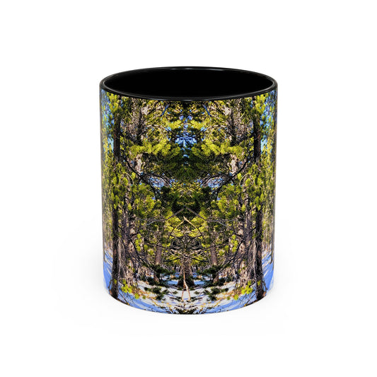 Pine Forest Snow Accent Coffee Mug – Scenic Nature Photography 11/15oz