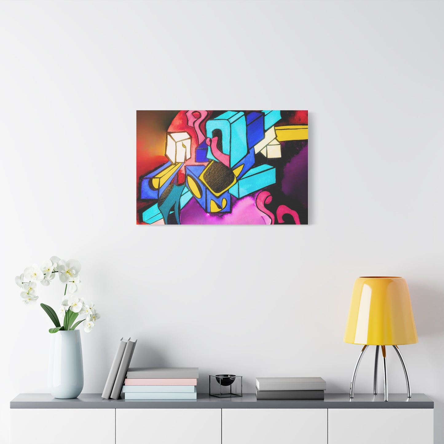 Abstract Neon Geometric Canvas Print